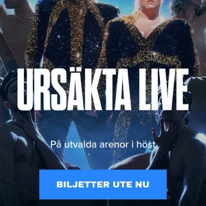 Ursäkta live - Säljer 2 biljetter till ursäkta live podcast. Den 9/9 i avicii arena. Plats, B9, rad 6, plats 5 och 6.  Säljer för samma pris jag köpte dom för 