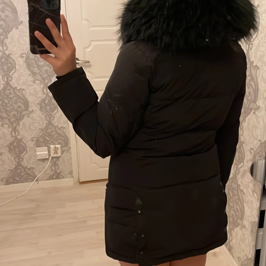 Svart pälsjacka dam storlek 38, M - 91