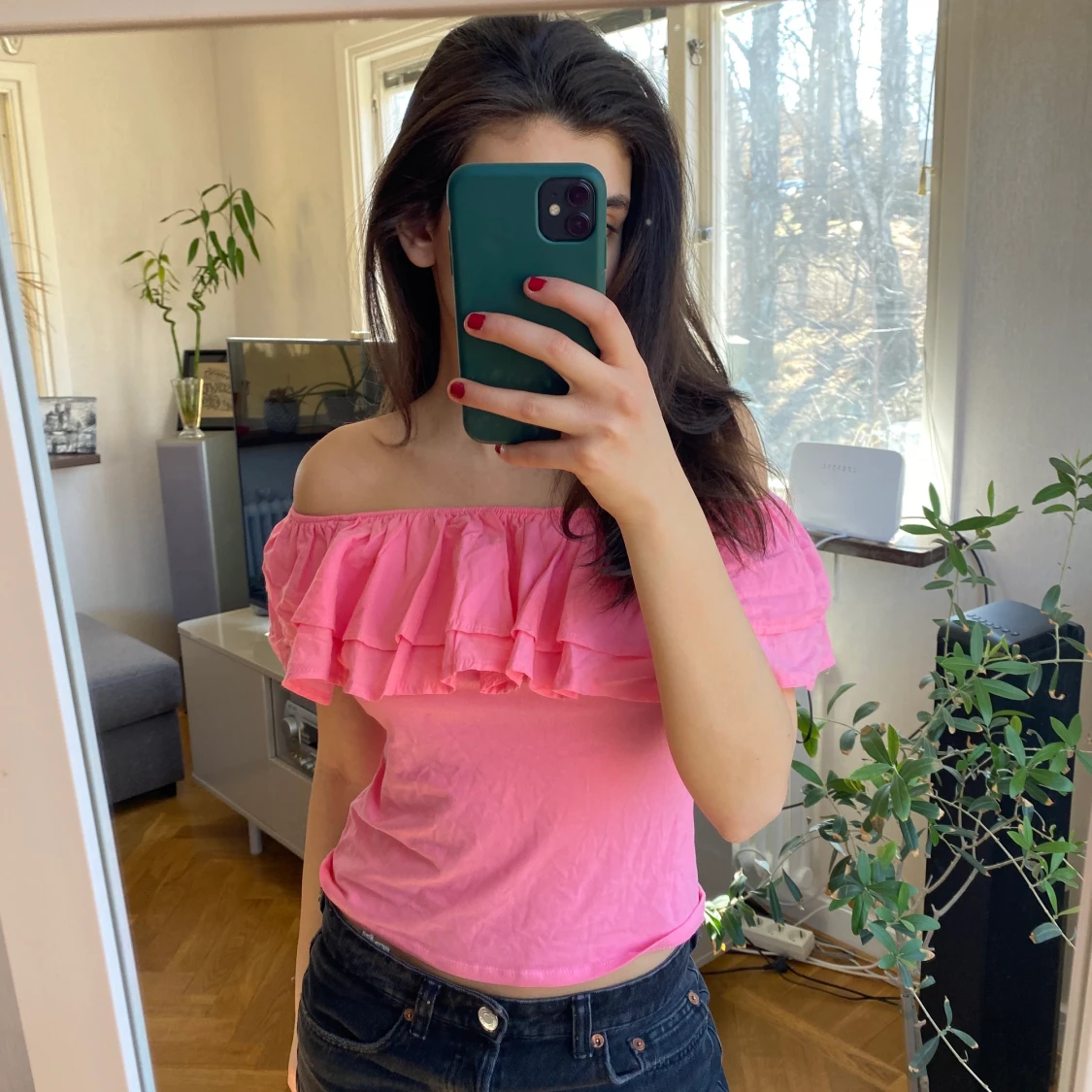 Rosa off shoulder tröja - 91