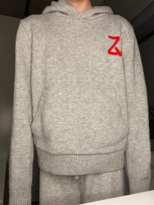 Zadig tröja - En finstickad tröja från zadig voltaire med två framfickor och en luva på framsidan står det zv för loggan sen på baksidan är det en röd dödskalle och säljer pågrund av att det inte kommer t så mycket andvändning