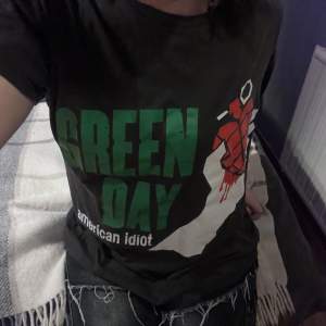 Green Day tröja med tryck från deras album American idiot. Köptes i Spanien för flera år sen men knappast använd. Tunt och skönt tyg. Skickas eller möts upp i Sundsvall!