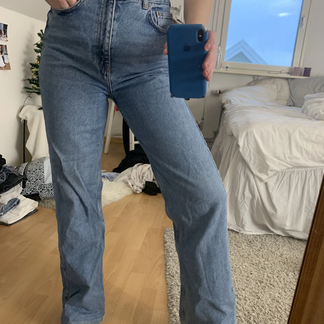 Raka blåa jeans - 90