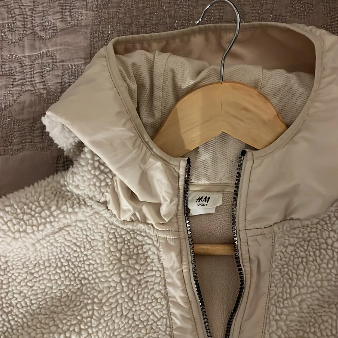 H&M Sport Beige teddy Hoodie! Strl M - 90