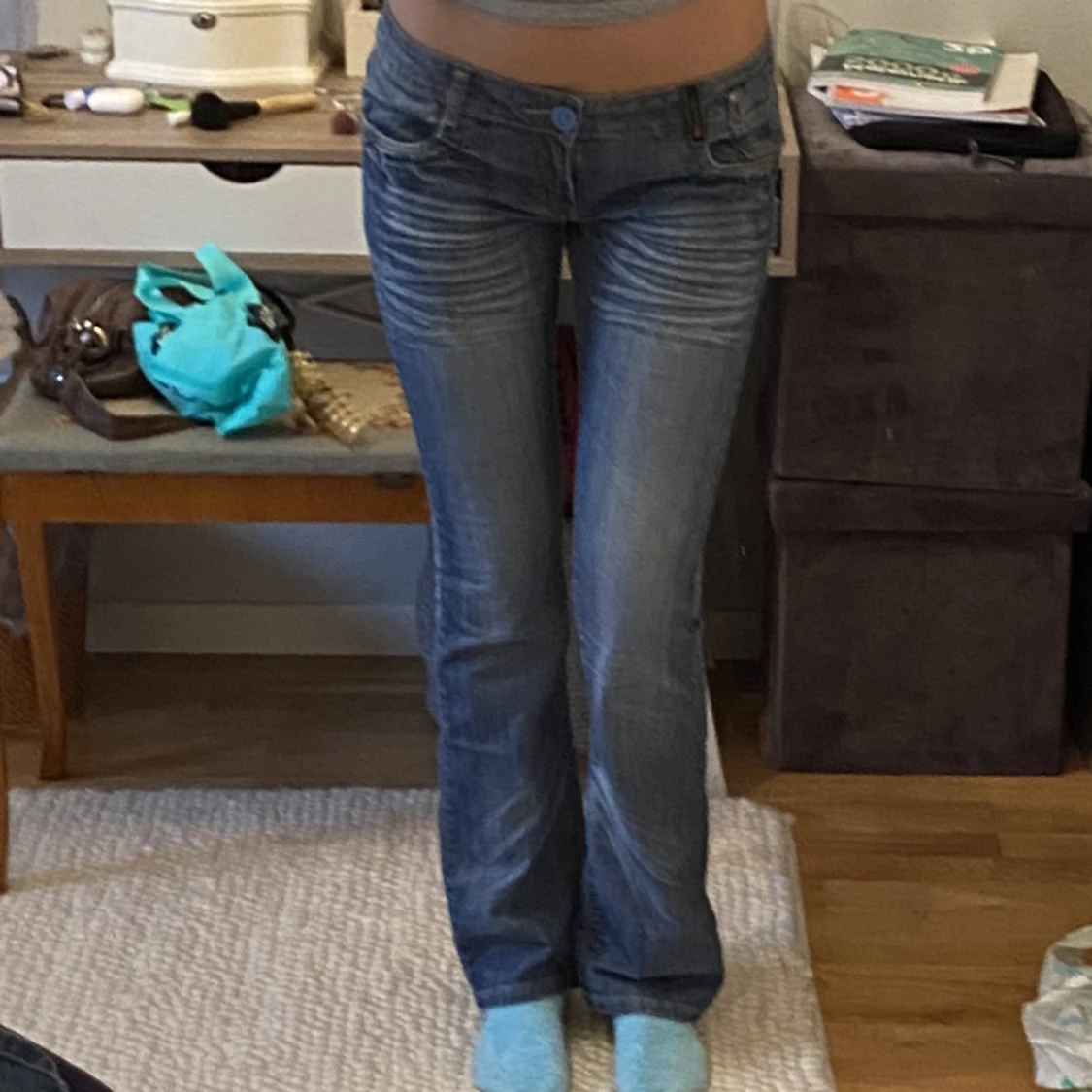 Denim lågmidjade jeans💙