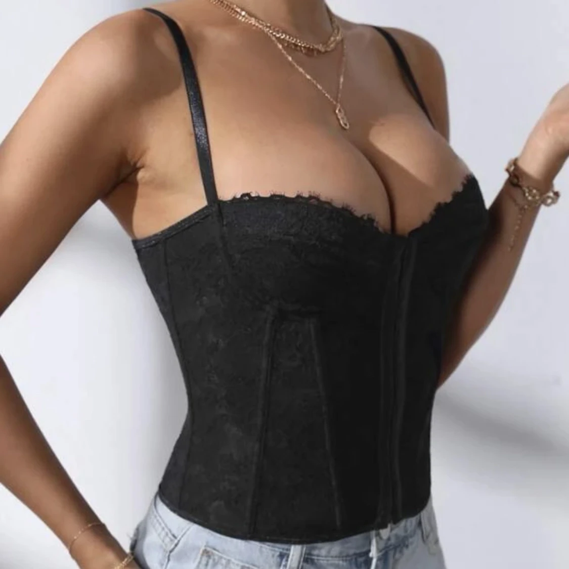 Svart korsett topp