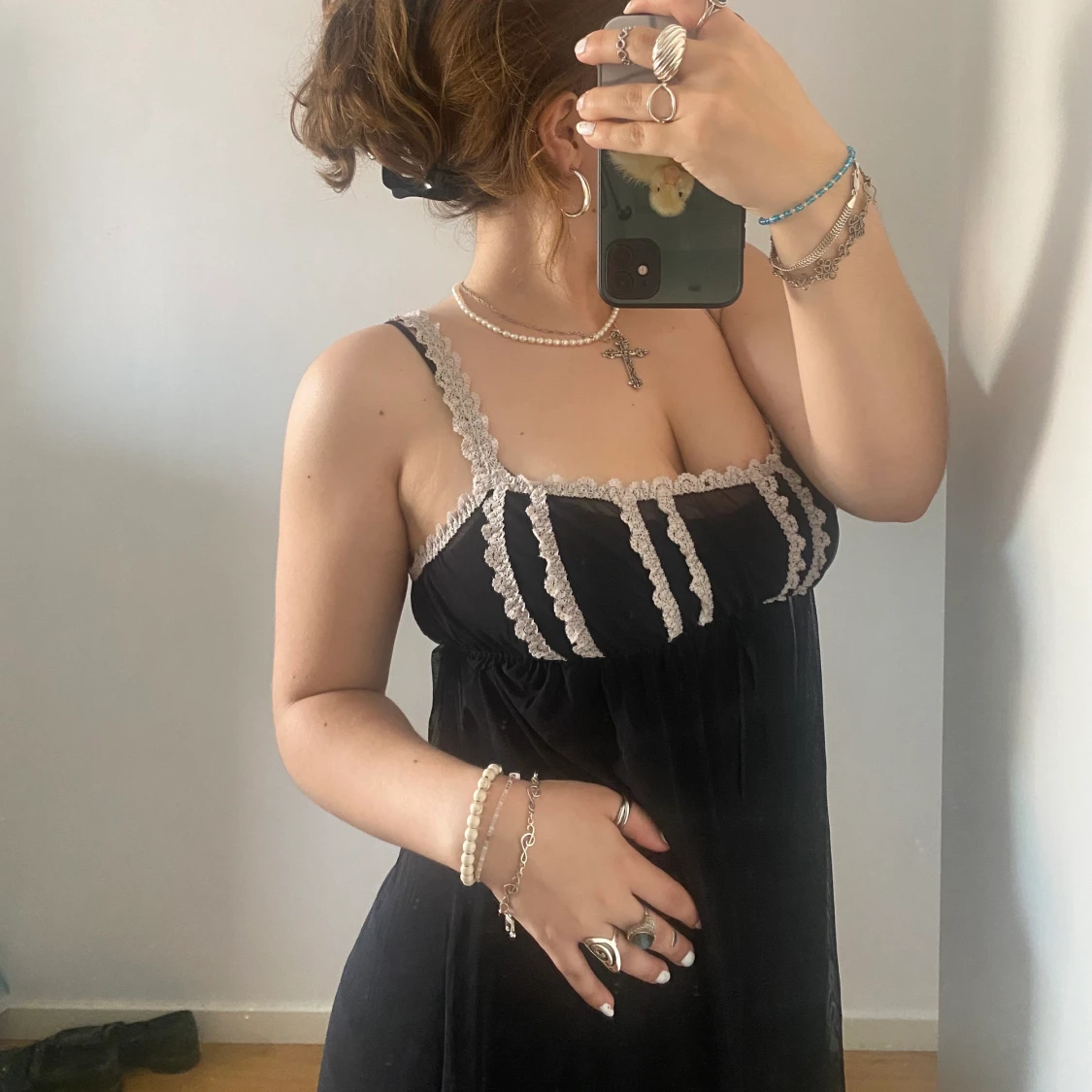 Svart mesh klänning - 90