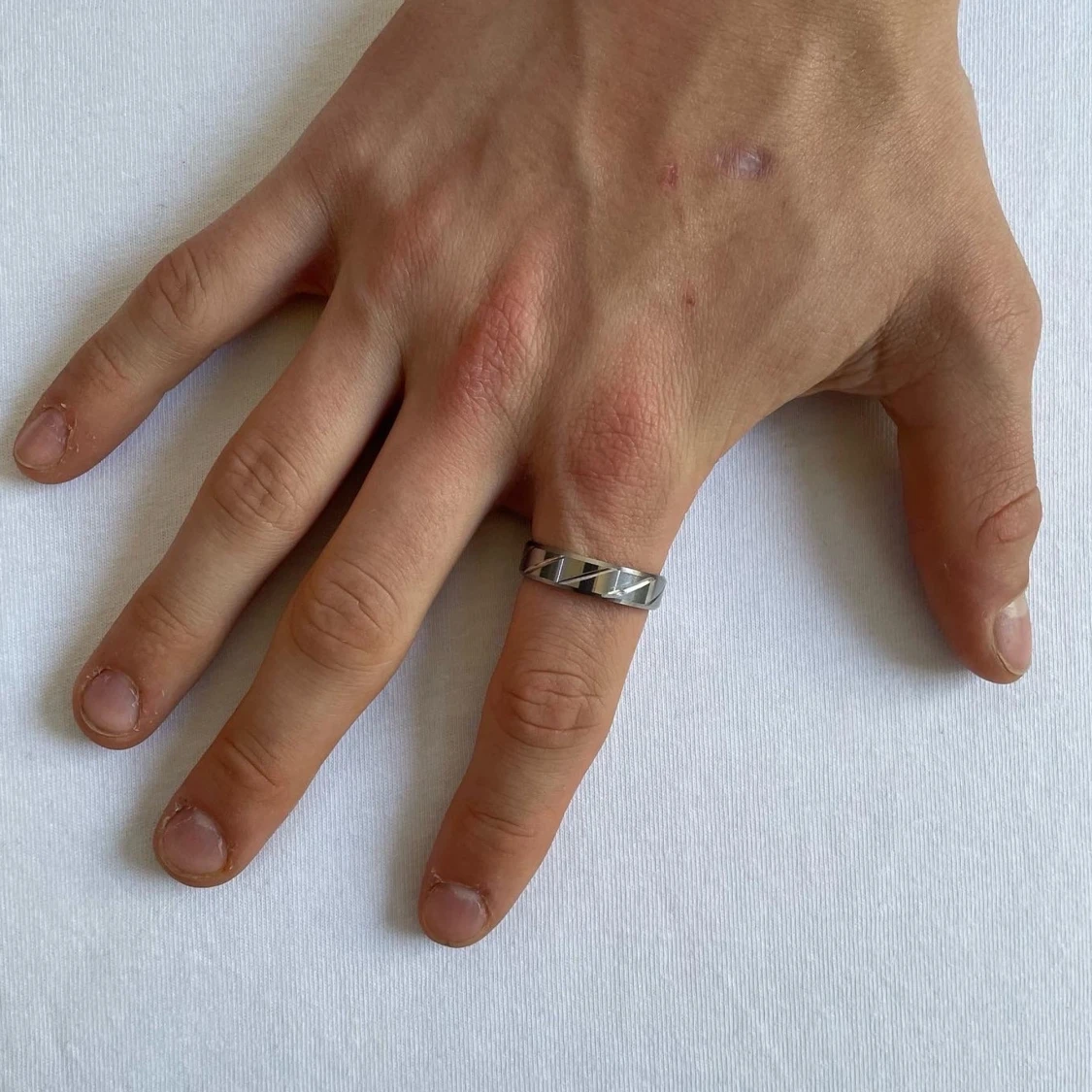 Silver stripe ring - 90