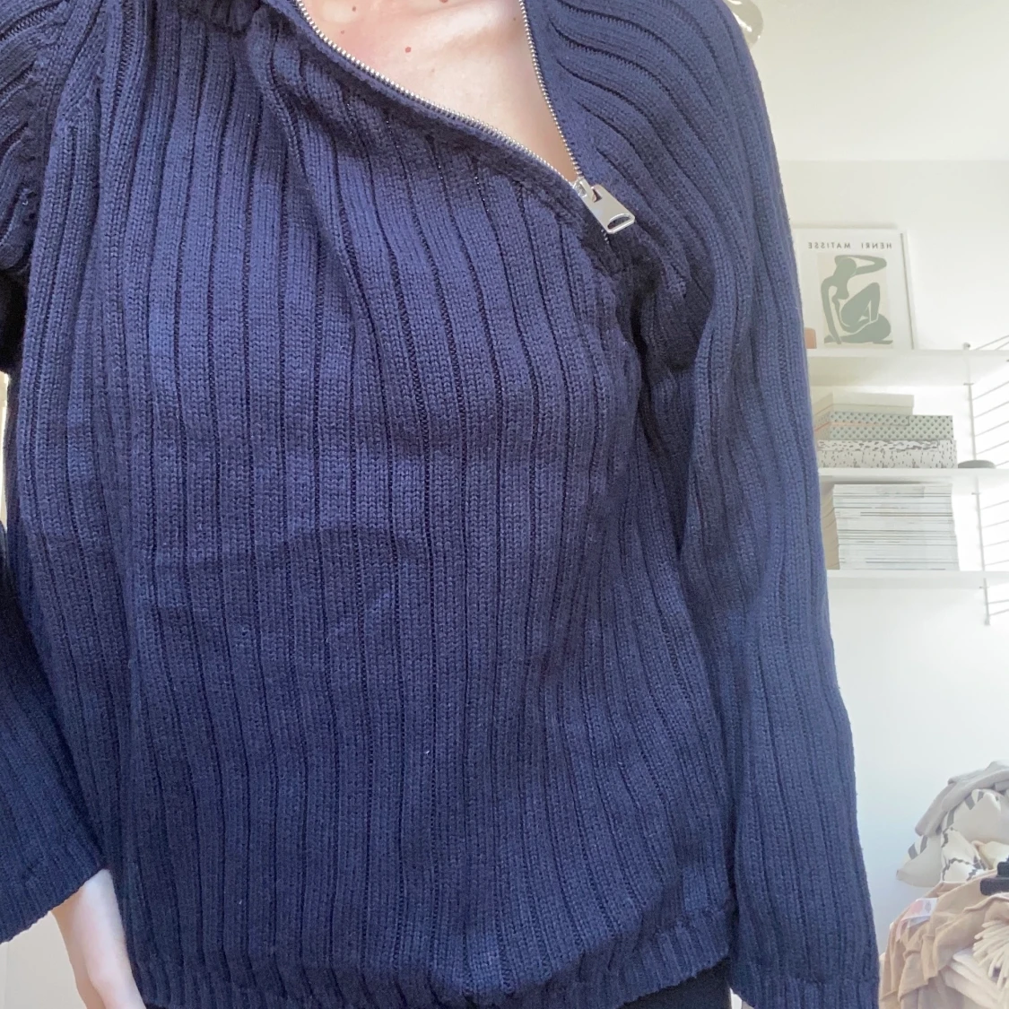 Snygg marinblå stickad tröja🖤⚡️💙