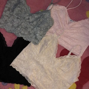 Spets toppar - 4st  Rosa st xs passar som s Grå/blå zara st s Svart och beige st s Bikbok  Rosa och grå aldrig använda som andra använda nån gång