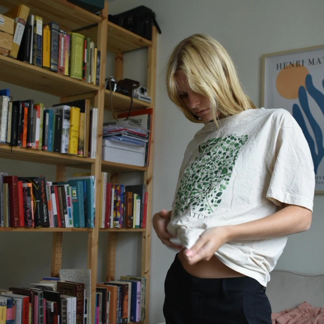 T-shirt med tryck från monki stl 34 - 90