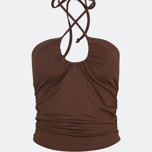 Halterneck topp - Brun halterneck topp i nyskick!