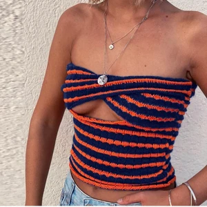 Randig stickad topp - Randig stickad sommartopp! Storlek S. 