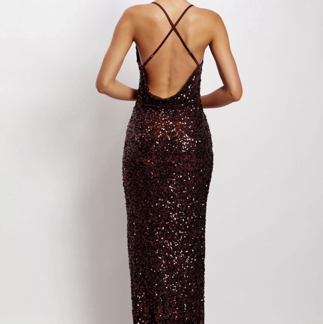 Balklänning brun med paljetter - 91