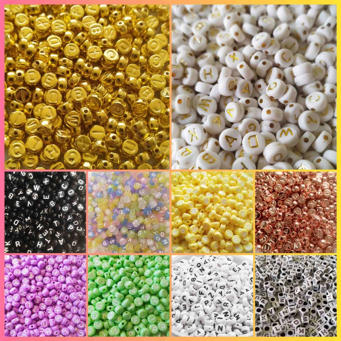 100 PACK Bokstavspärlor + Armbandstråd  - 90