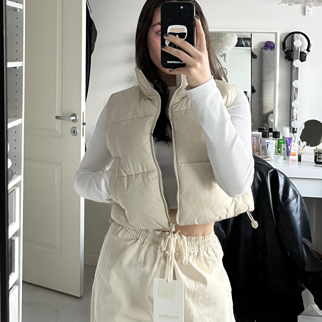 Croppad puffer väst