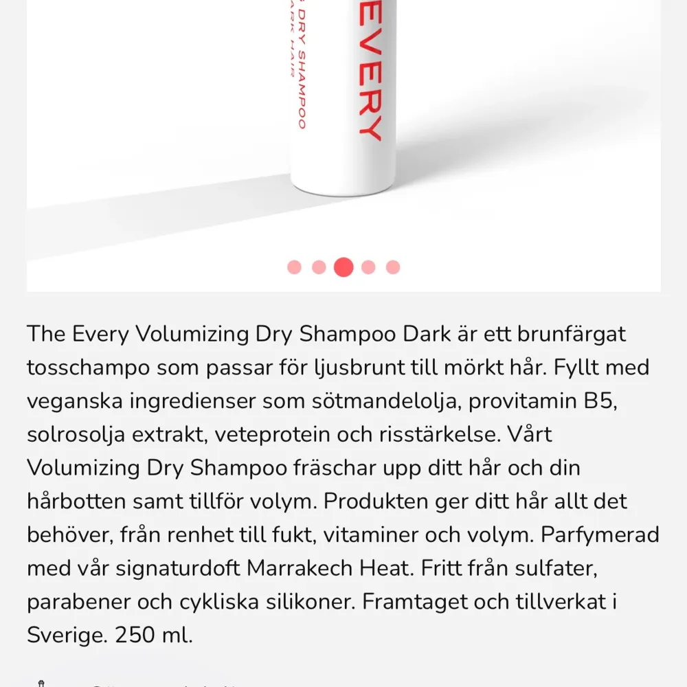 Torrschampo för mörkt hår från the every! Som ger volym! Bästa torrschampot jag använt!! Ger jättemycket volym! Endast använt en gång, beställde fel färg då jag är blondare. . Övrigt.