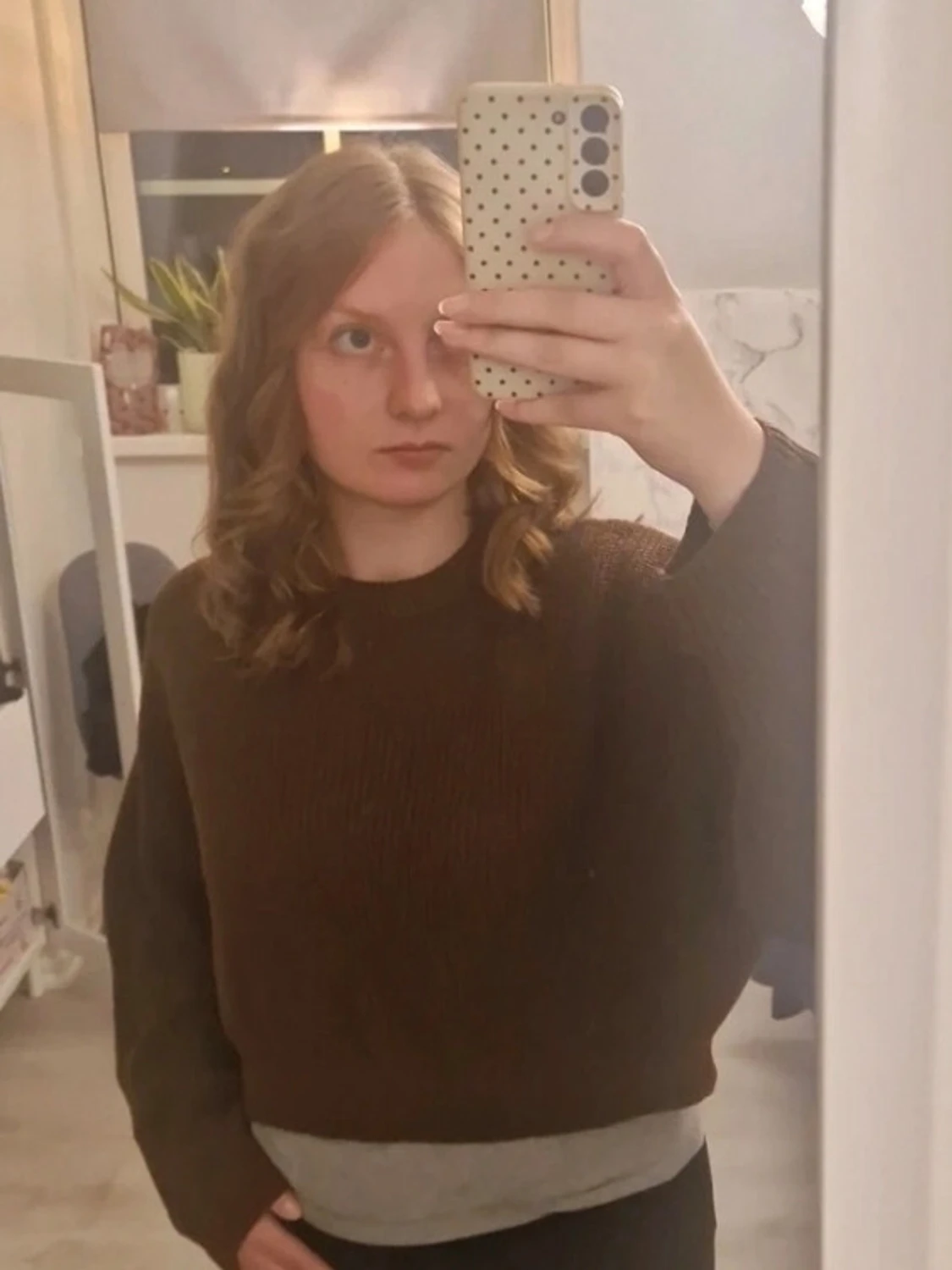 Brun oversized stickad tröja