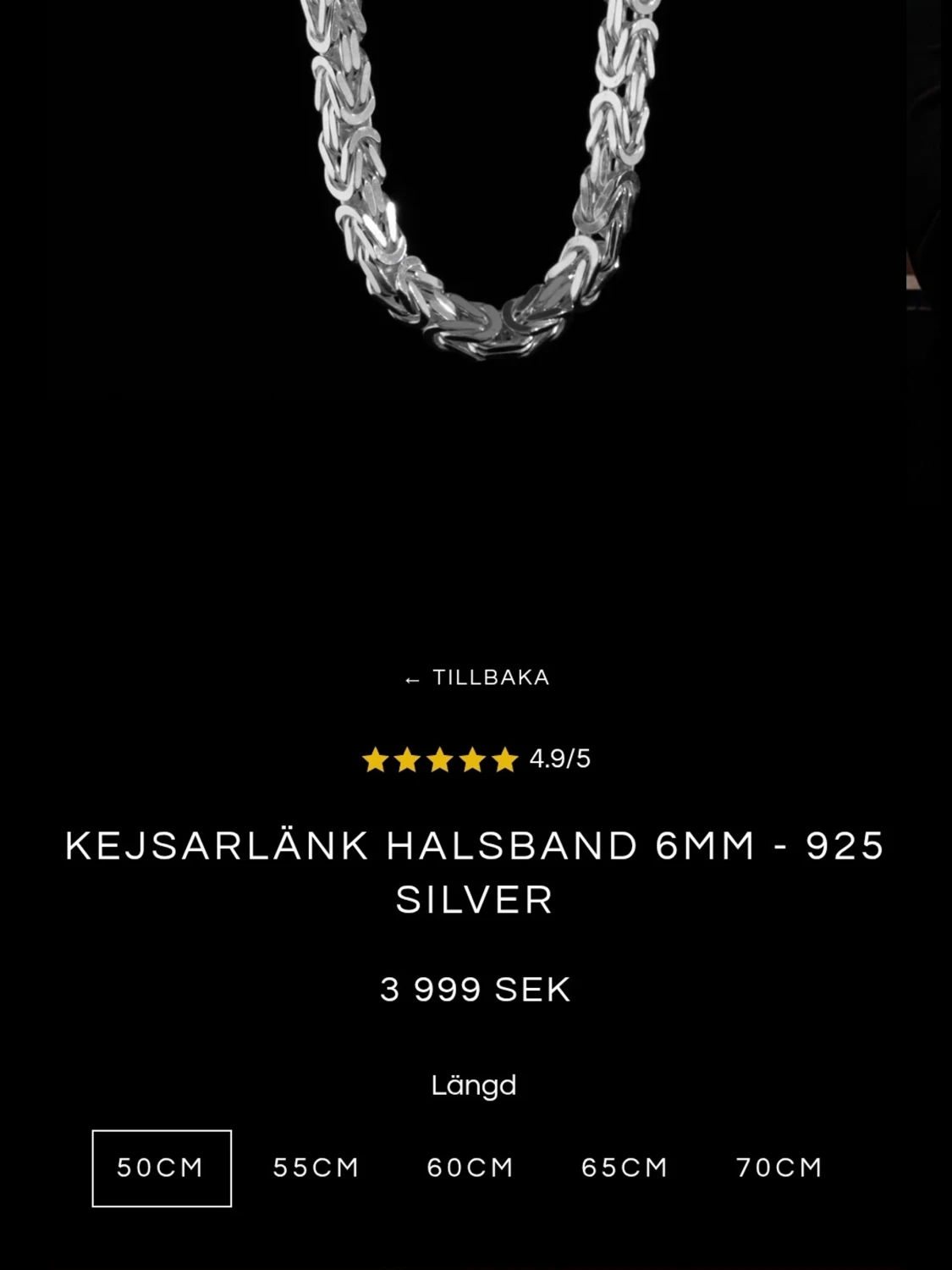Silverhalsband 6mm från kejsar  - 3