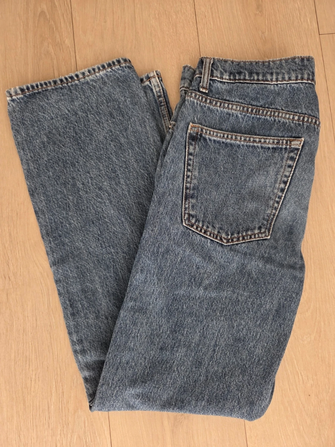 Blå raka jeans med hög midja - 2