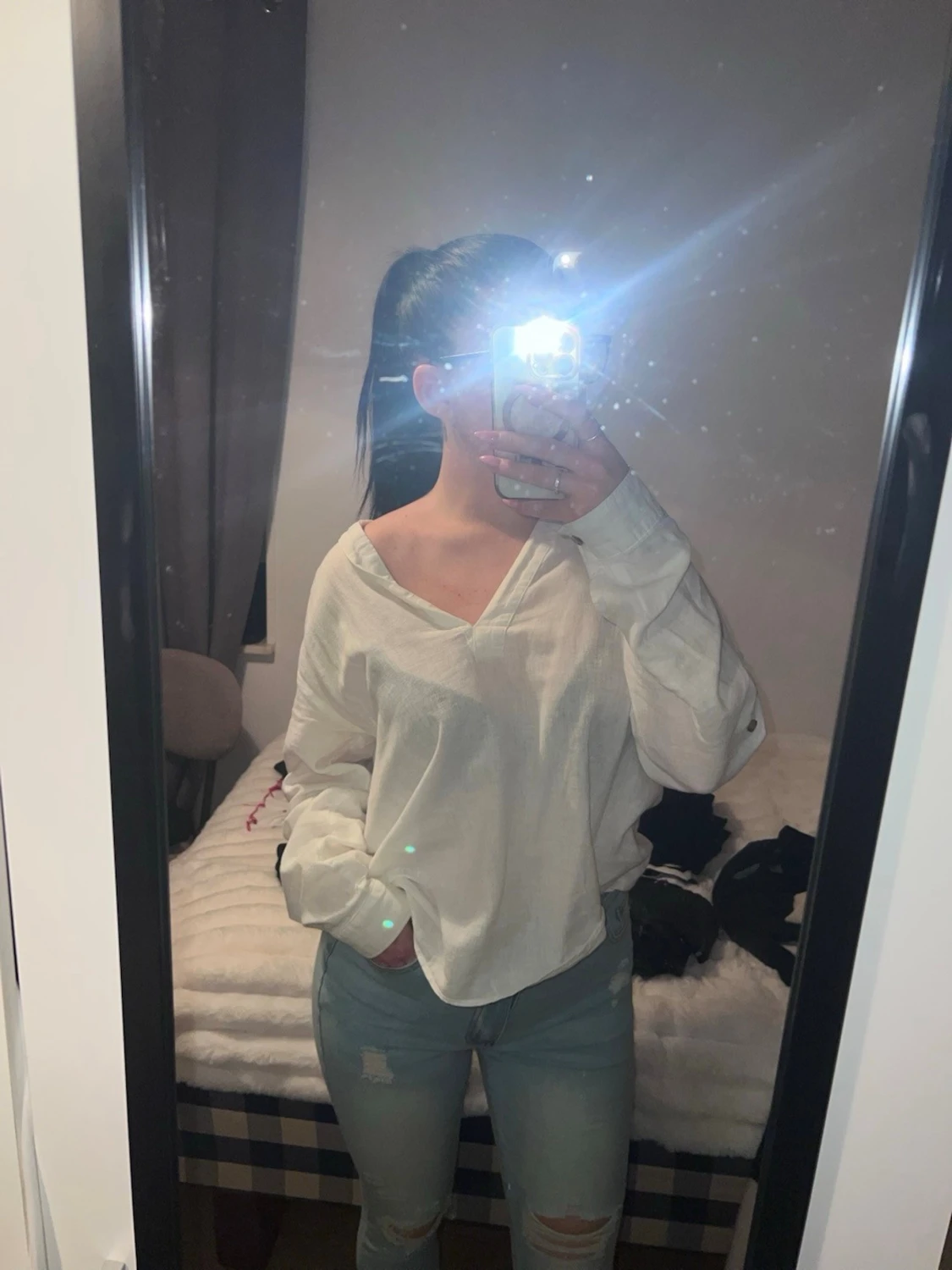 Ljusblå ripped skinny jeans från Shein - 2