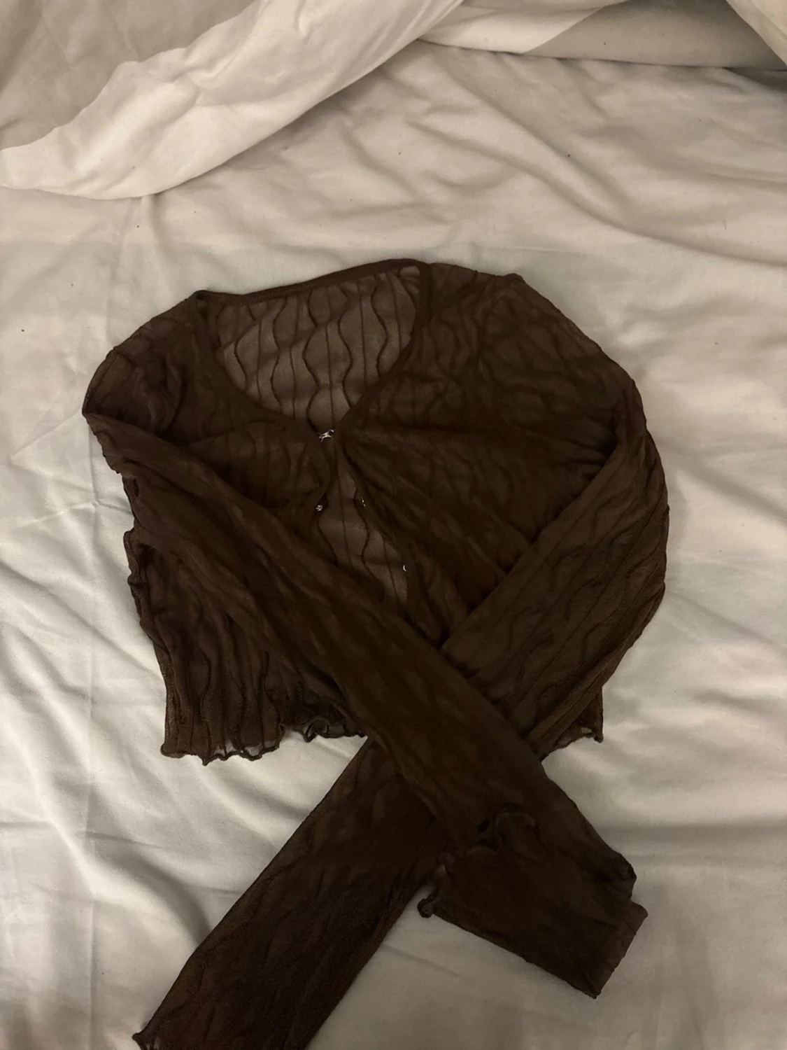 Brun mesh bolerotopp med vågig struktur - 2