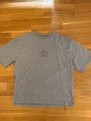 Grå t-shirt från Axel Arigato - Säljer en grå oanvänd äkta t-shirt från Axel Arigato på grund av att den är för stor. T-shirten har en klassisk passform, rund hals och är kortärmad. Perfekt basplagg med stilren design.