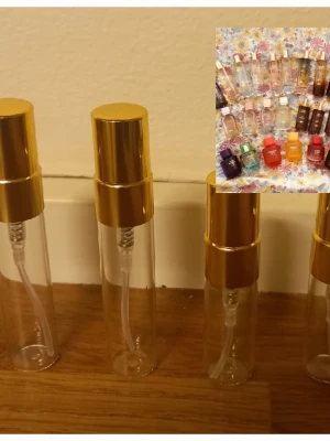 Zara splitpaket  - 2 stycken 5 ml och 2 st 3 ml glasdekanter med spray ✨️Välj bland dofterna som finns på listor bland bilderna 