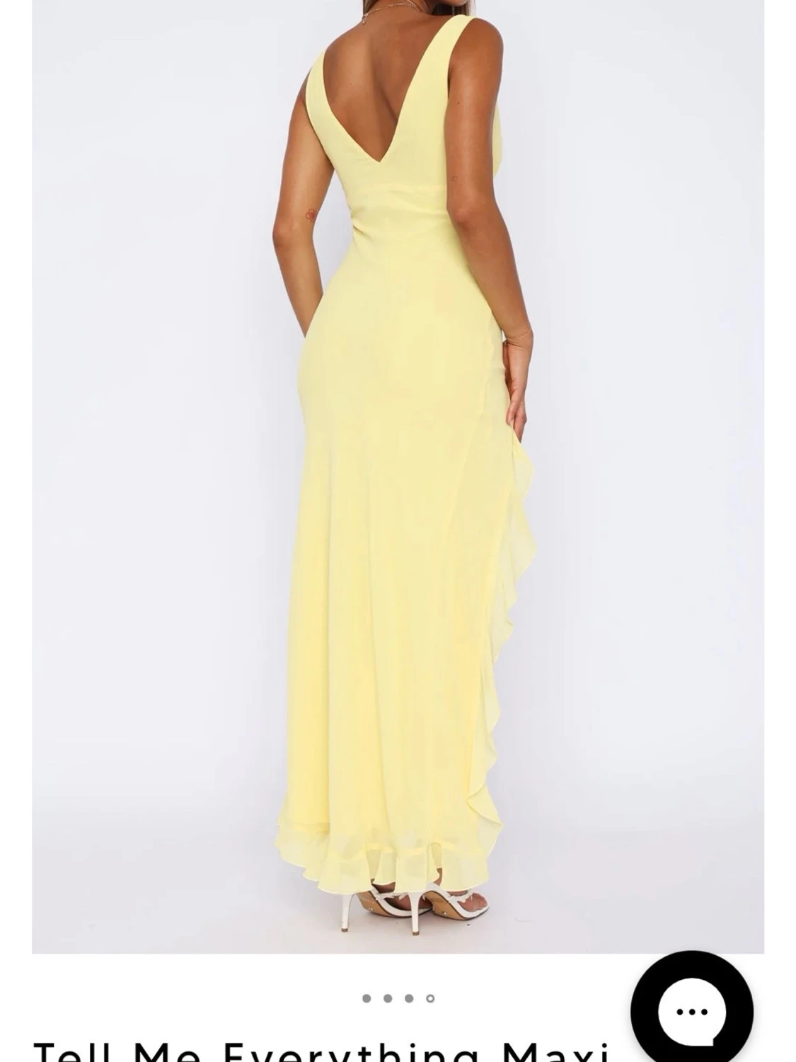 Ljusgul maxiklänning med volang - 2