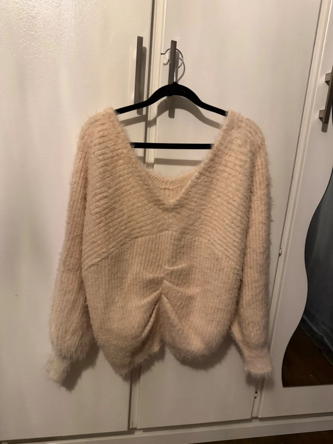 Ljus rosa fluffig stickad tröja - 1