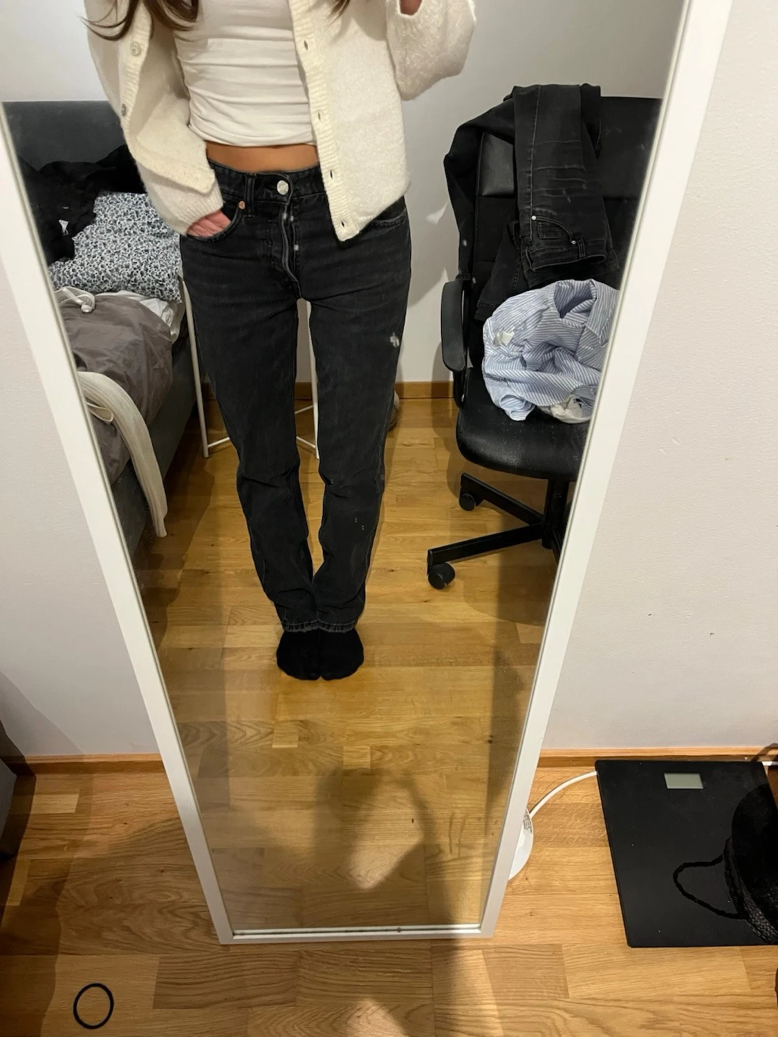 Zara svarta raka jeans med hög midja