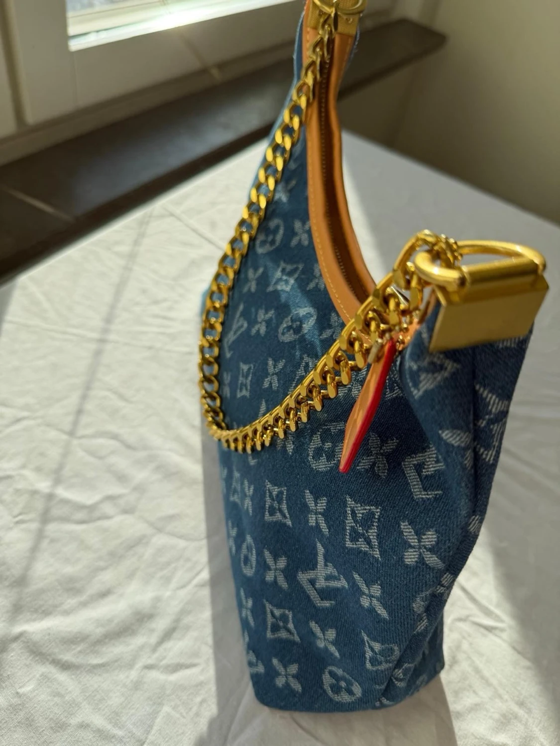 Blå Louis Vuitton denim handväska - 2