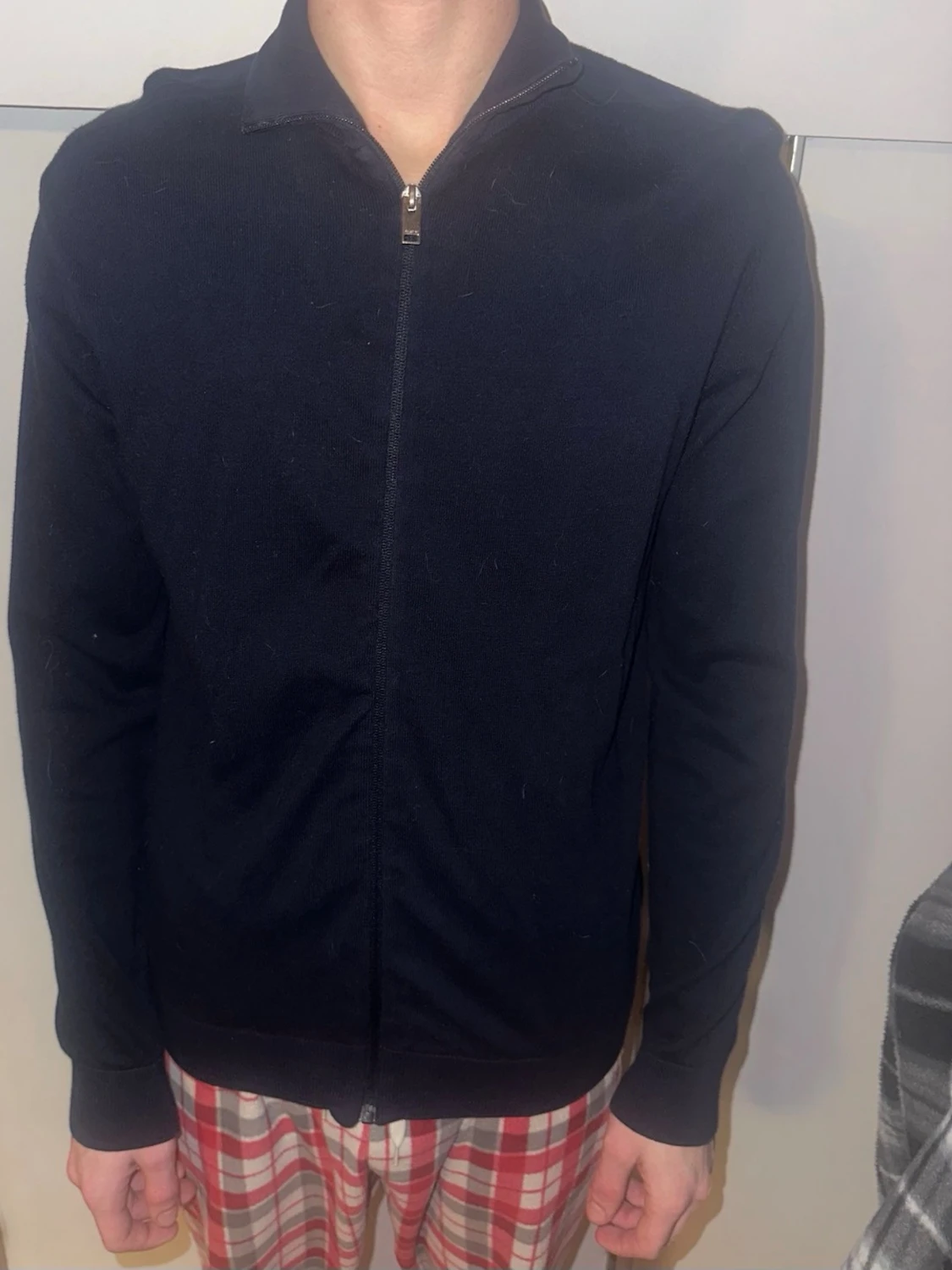 Mörkblå ziptröja med krage - 1