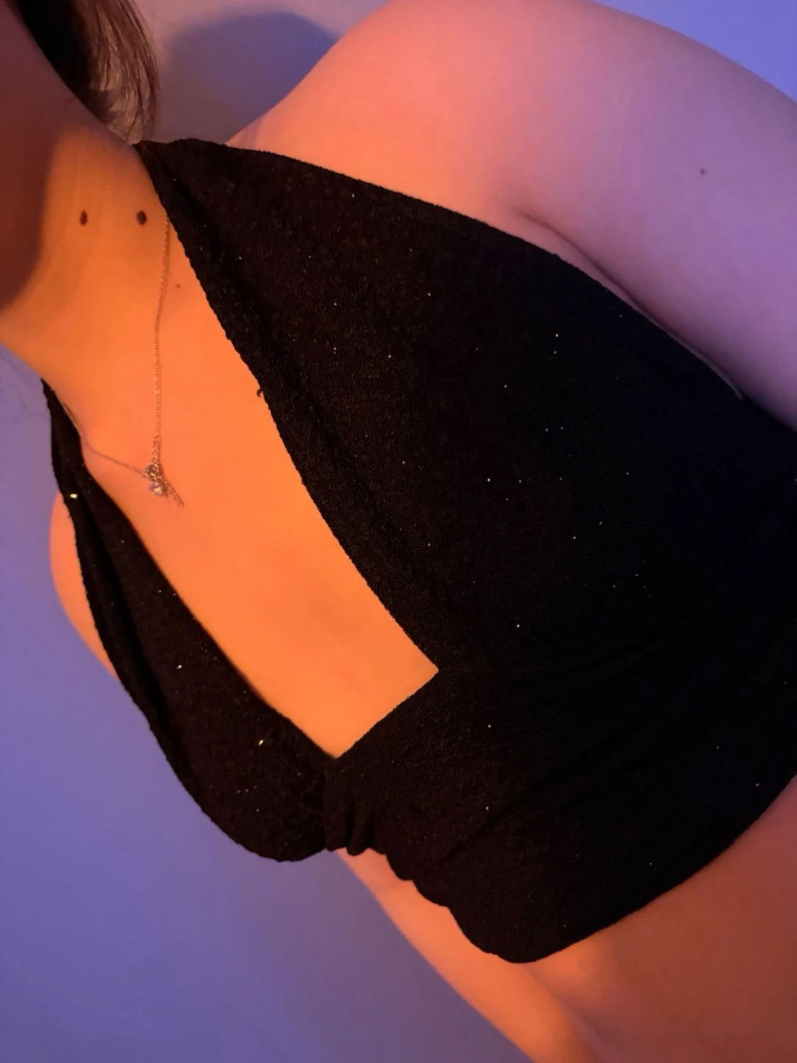 Svart glittrig halterneck topp - 4