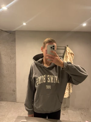 Grå hoodie från Anine Bing Sport - Säljer en oversized grå hoodie från Anine Bing Sport med stor vit logga framtill. Superfint skick, endast använd fåtal gånger! Storlek xs men passar xs-m då den är lite oversized. Pris går att diskutera vid snabb affär💓