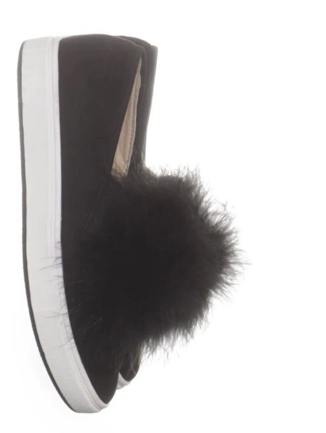 Svarta ballerinaskor med fluffig detalj - 1