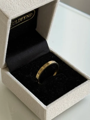 GULDPLÄTERAD RING  - Guldpläterad ring i storlek 7/8 med hjärtan runt om. Box medföljer ej med. 