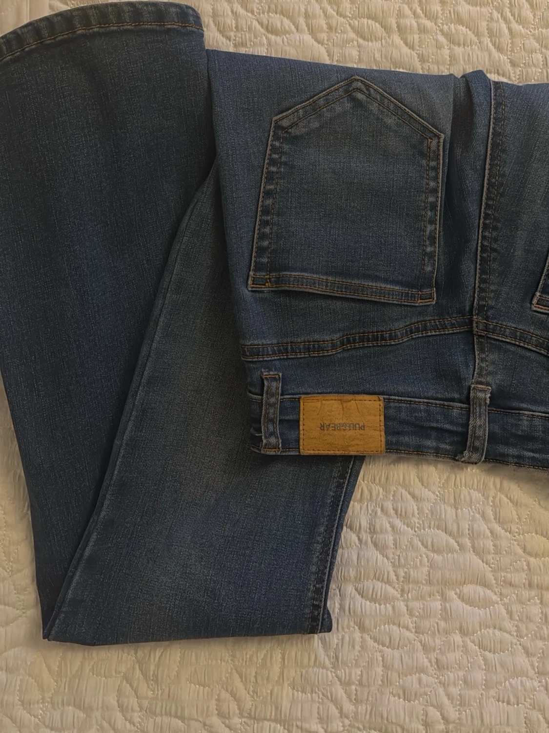 Mörkblå bootcut jeans med hög midja - 4