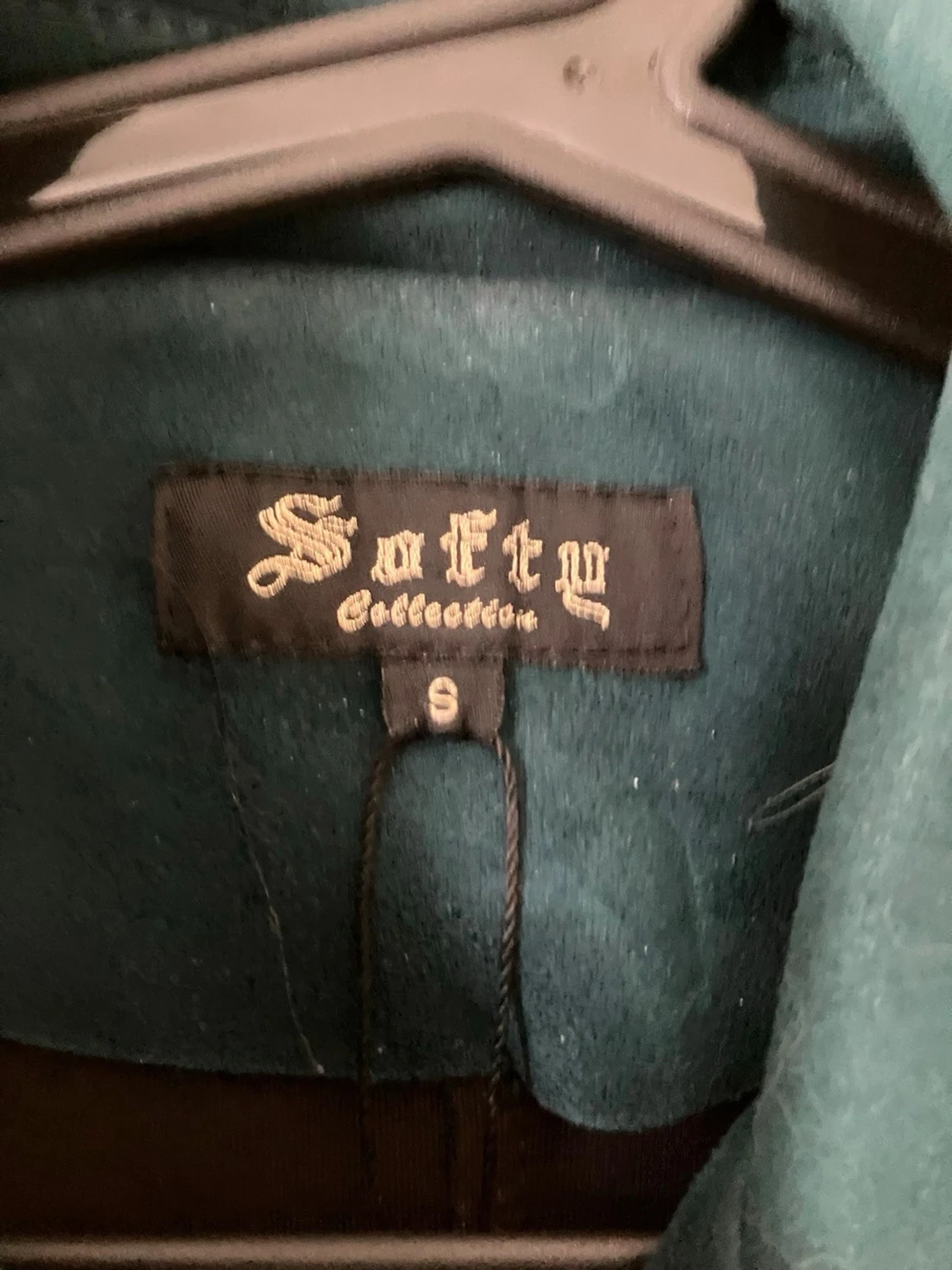 Mörkgrön biker skinnjacka med bälte - 4