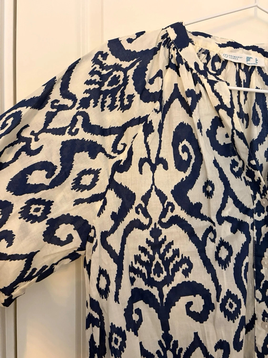 Vit och blå kortklänning med knyt - 2