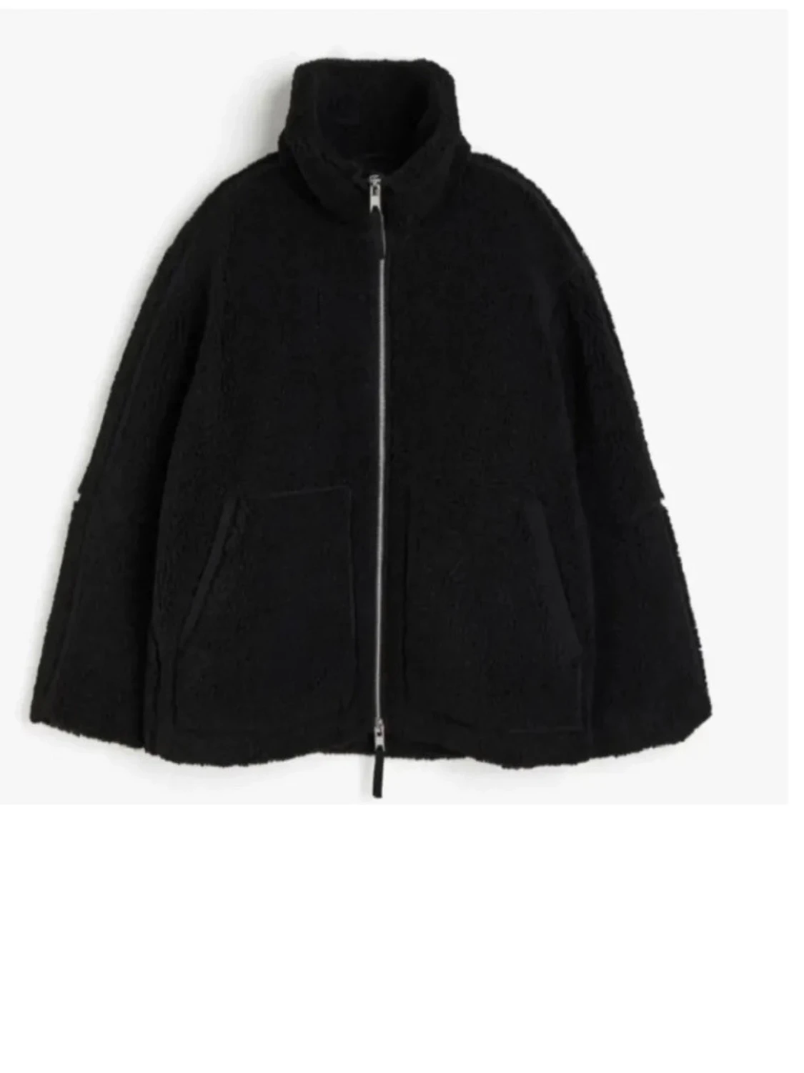 Svart teddyjacka med dragkedja