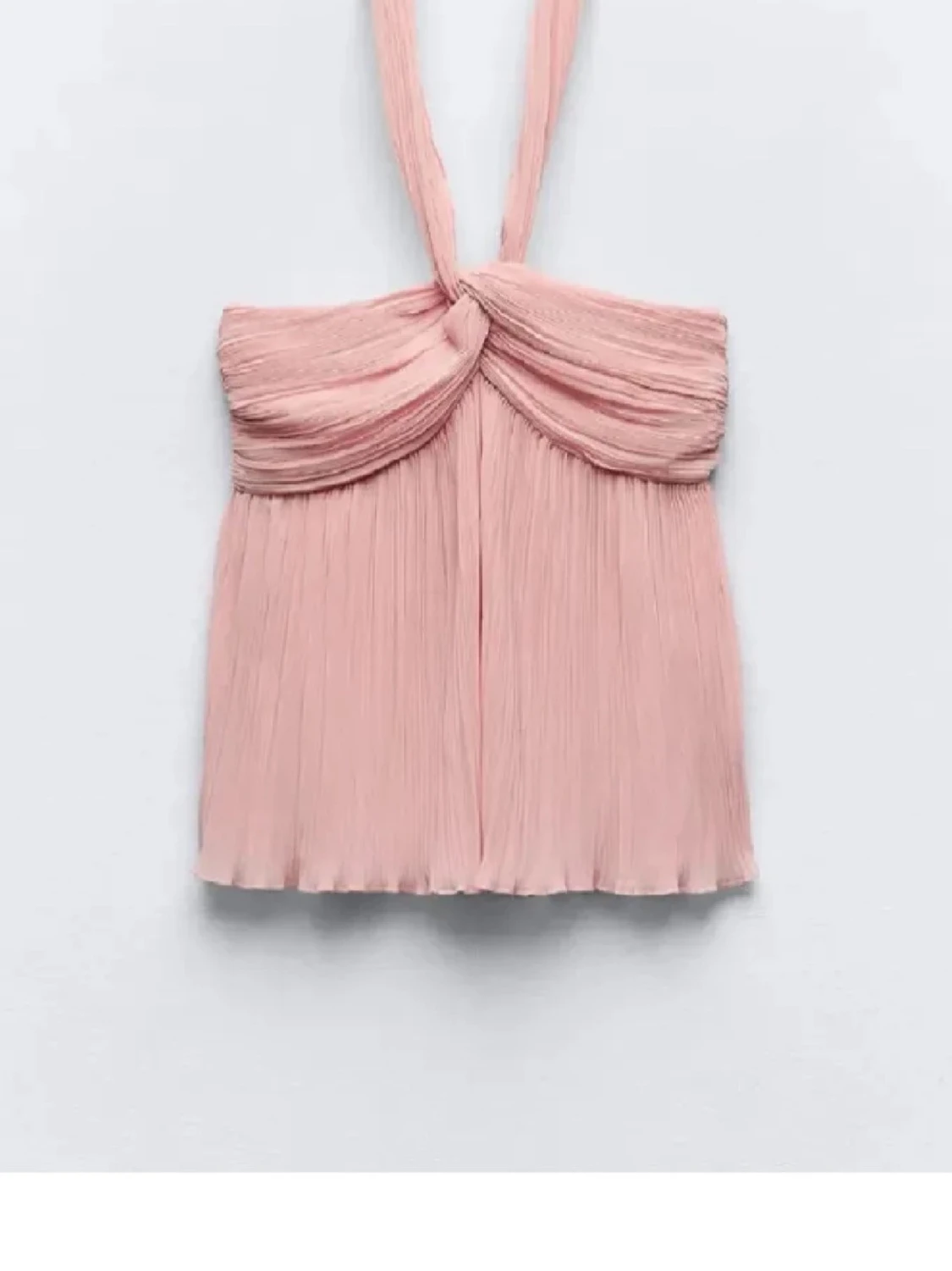 Ljusrosa plisserad halterneck topp från Zara 
