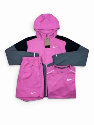 Nike Miller Running Set 💗 | Windbreaker + Shorts + Tee | Size M - Clean Nike Miller running set in a standout pink colorway. Includes windbreaker, shorts & performance tee. Lightweight, breathable and perfect for running, gym sessions or everyday sporty fits.  ✔️ Size M ✔️ Full 3-piece set ✔️ Lightweight & breathable ✔️ Reflective details ✔️ Brand new condition  📦 Fast shipping 💬 Open to offers & bundles