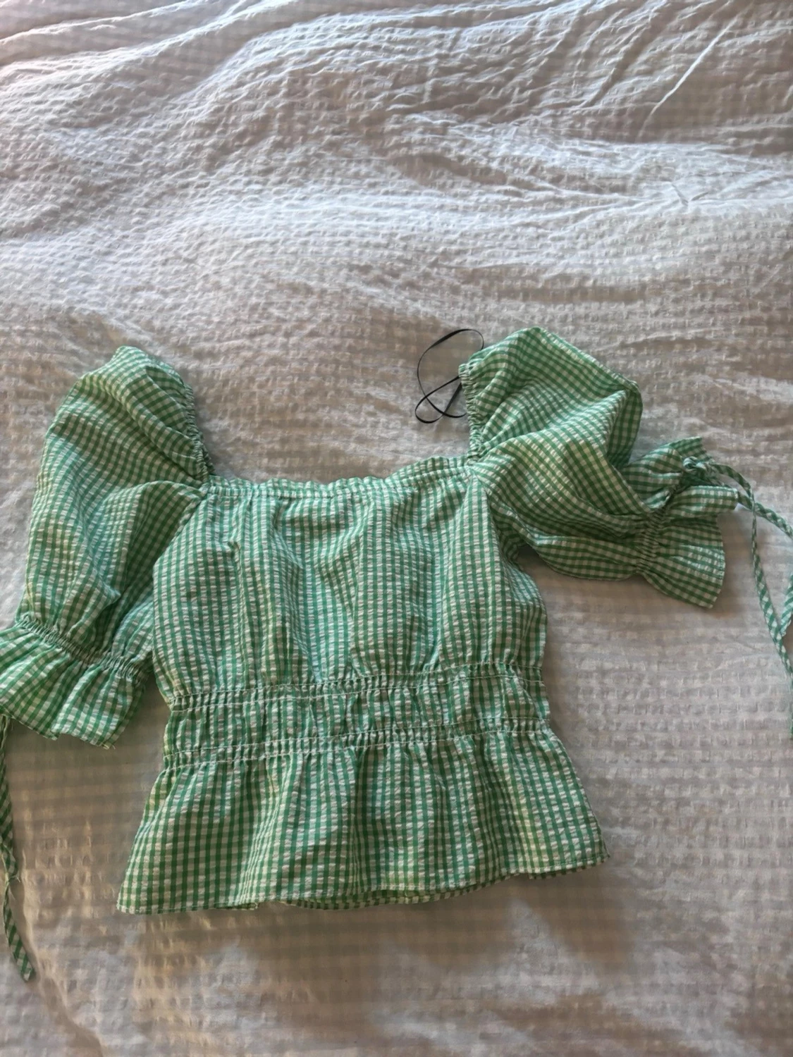 Grön rutig off-shoulder topp - 1
