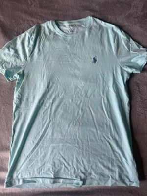 Ljusblå t-shirt från Polo Ralph Lauren - Snygg ljusblå t-shirt från Polo Ralph Lauren med klassisk rund hals och broderad logga på bröstet. Modellen är slim fit och tillverkad i mjuk bomull, perfekt för en avslappnad och stilren look.