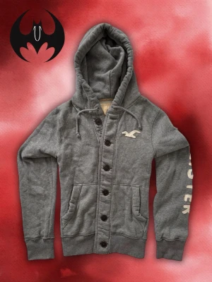 Vintage Hollister Kofta  - Säljer en sällsynt Vintage grå Hollister kofta | Mycket bra skick, lite krokade knapp | Size M, går också S| Längd: 65cm Bröstvidd: 57cm Armlängd: 70cm | Skyltdocka: M - 48 cm axlar, 75 cm midja | Lägg endast bud med avsikt att köpa nu, inga fördröjning! Priset är inte hugget i sten!