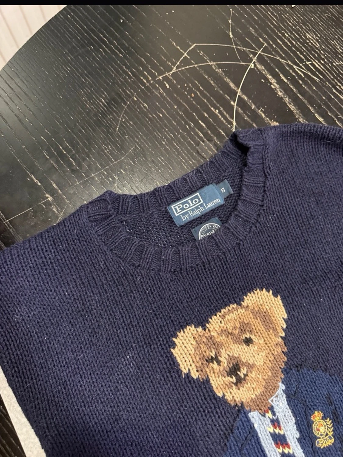 Mörkblå stickad tröja Polo Bear - 4