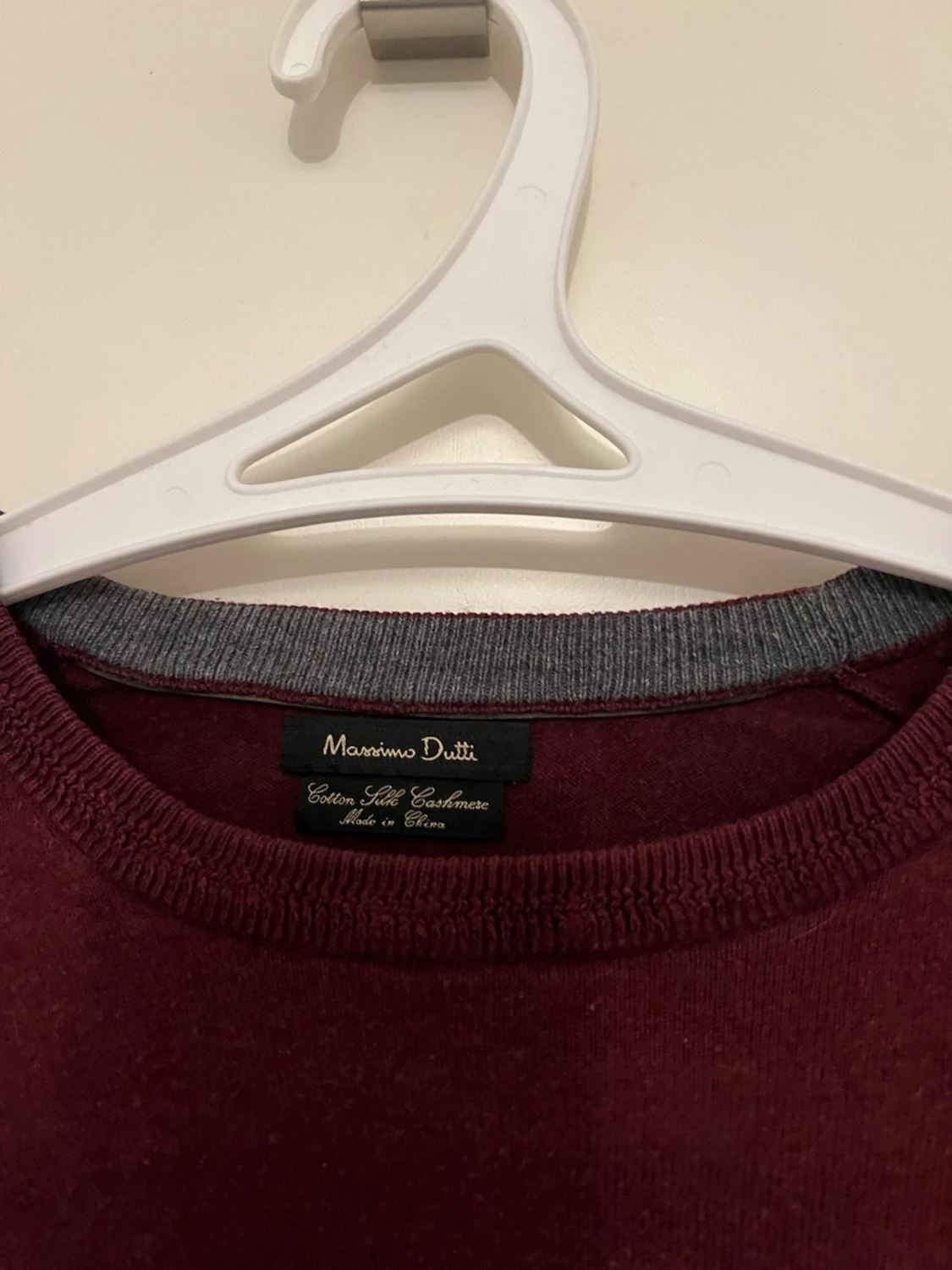 Vinröd stickad tröja Massimo Dutti - 1