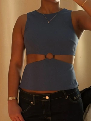 Blå croppad topp med cut out-detalj - Så fin topp från Zara, aldrig använd med lappar kvar. 