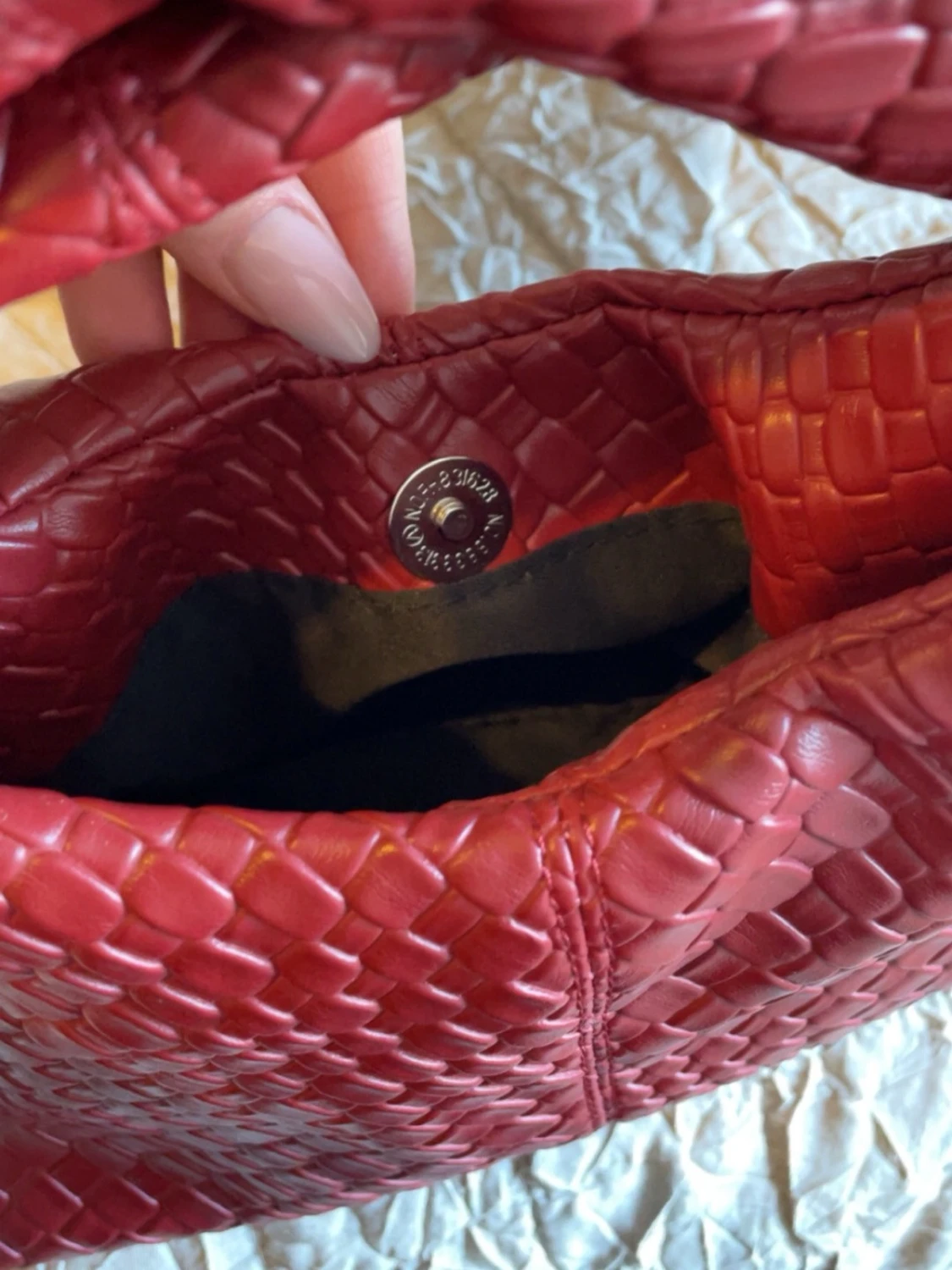 Röd flätad handväska  - 3