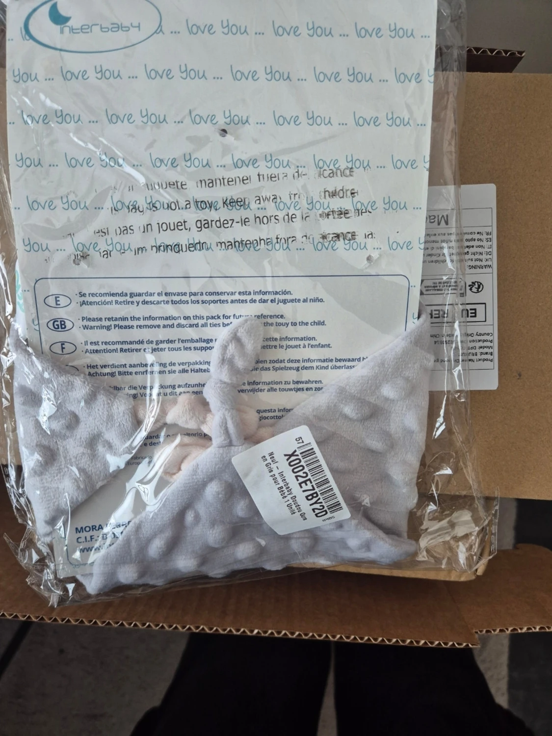 Grå snuttefilt med nallehuvud - 1